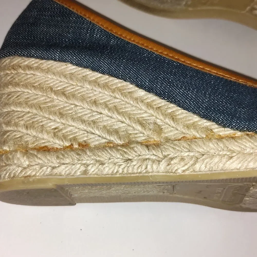 Coach Ireena Espadrille Wedge Platform Heels Size 10 blue denim/Brown size 6 - Picture 6 of 13